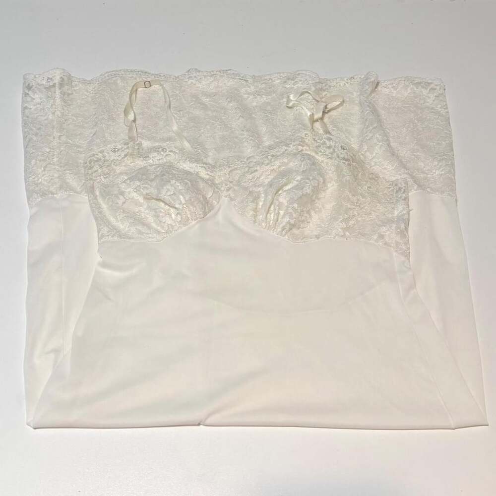 VTG Vanity Coquette Angel Ballerina Bridal Old Hollywood 50s Nylon Tricot Slip
